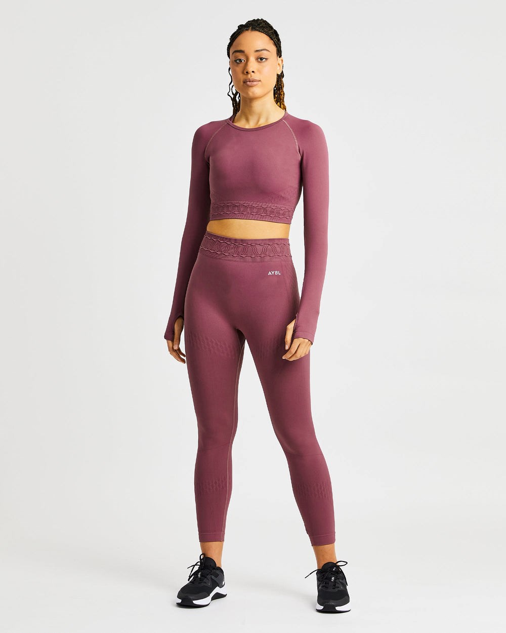 AYBL Elevate Seamless Long Sleeve Crop Top Różowe | 304576-IJG