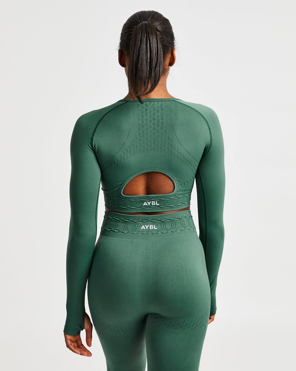 AYBL Elevate Seamless Long Sleeve Crop Top Zielone | 329150-BQG