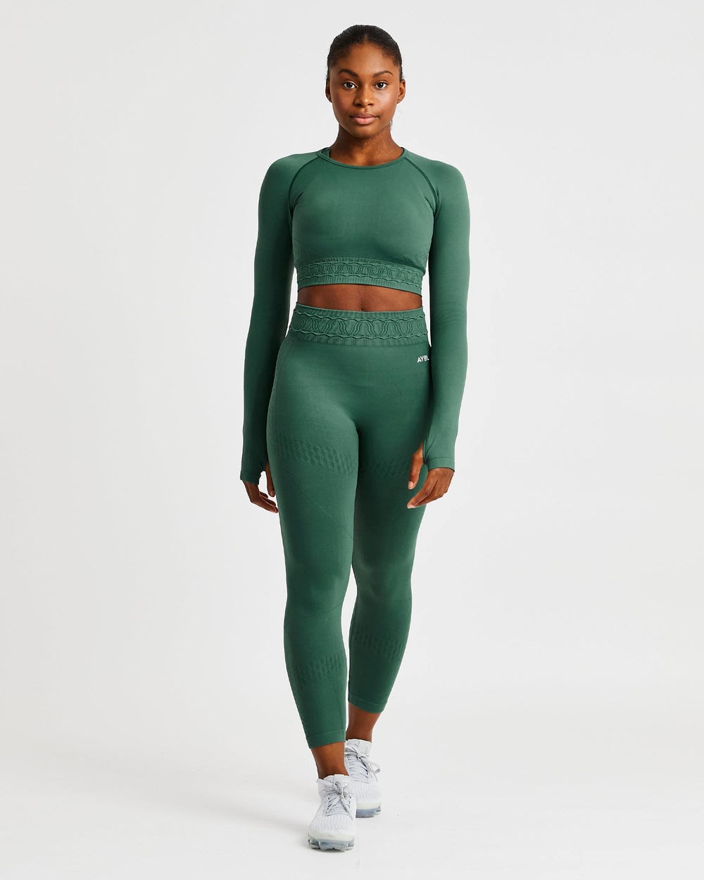 AYBL Elevate Seamless Long Sleeve Crop Top Zielone | 329150-BQG