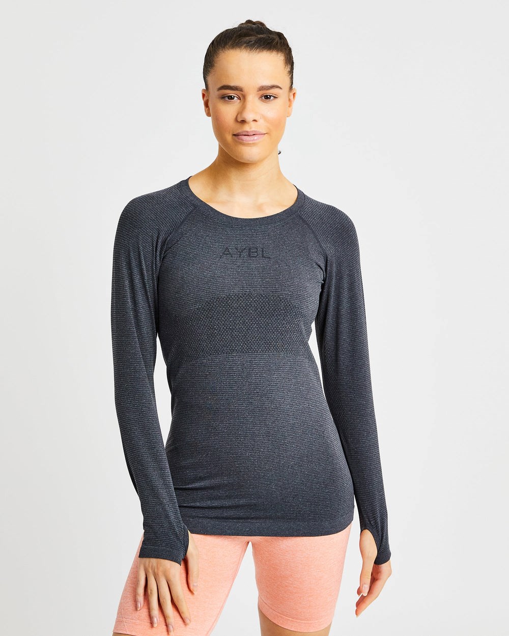 AYBL Embrace Seamless Long Sleeve T Shirt Czarne | 462385-KNP