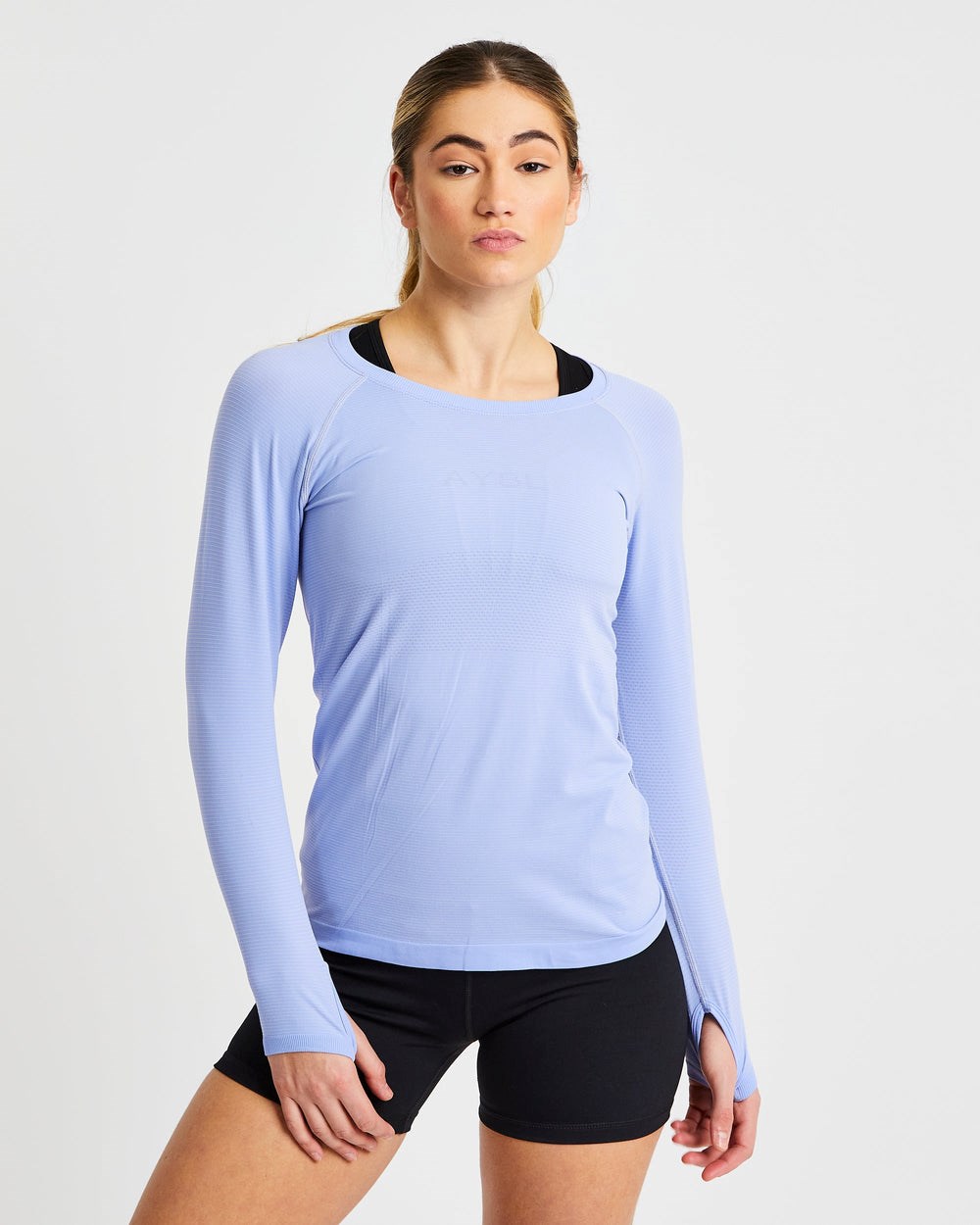 AYBL Embrace Seamless Long Sleeve T Shirt Niebieskie | 529043-CPF