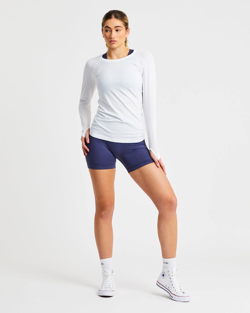 AYBL Embrace Seamless Long Sleeve T Shirt Białe | 762540-EUO