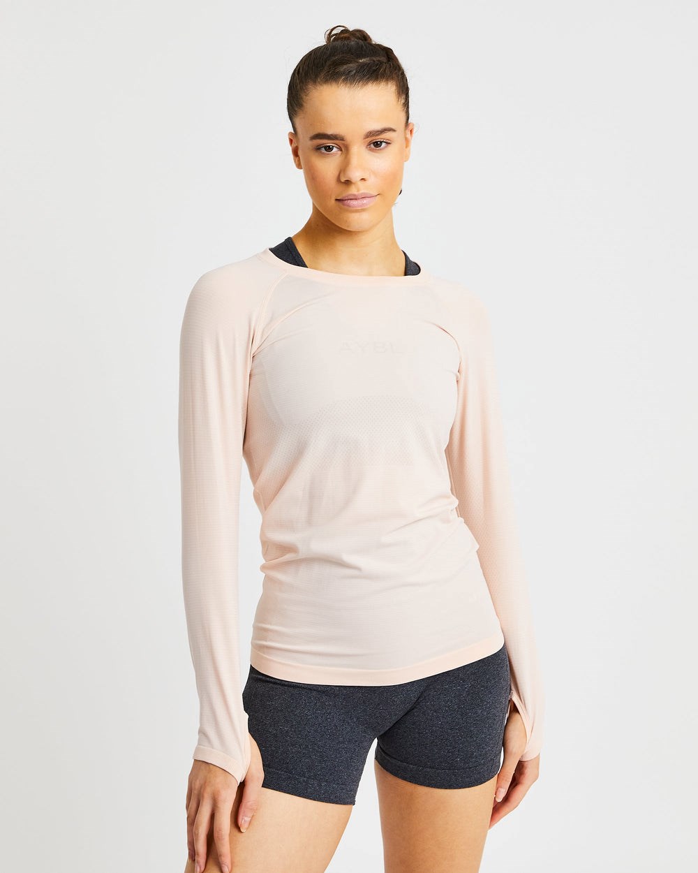 AYBL Embrace Seamless Long Sleeve T Shirt Soft Peach | 930587-TRP