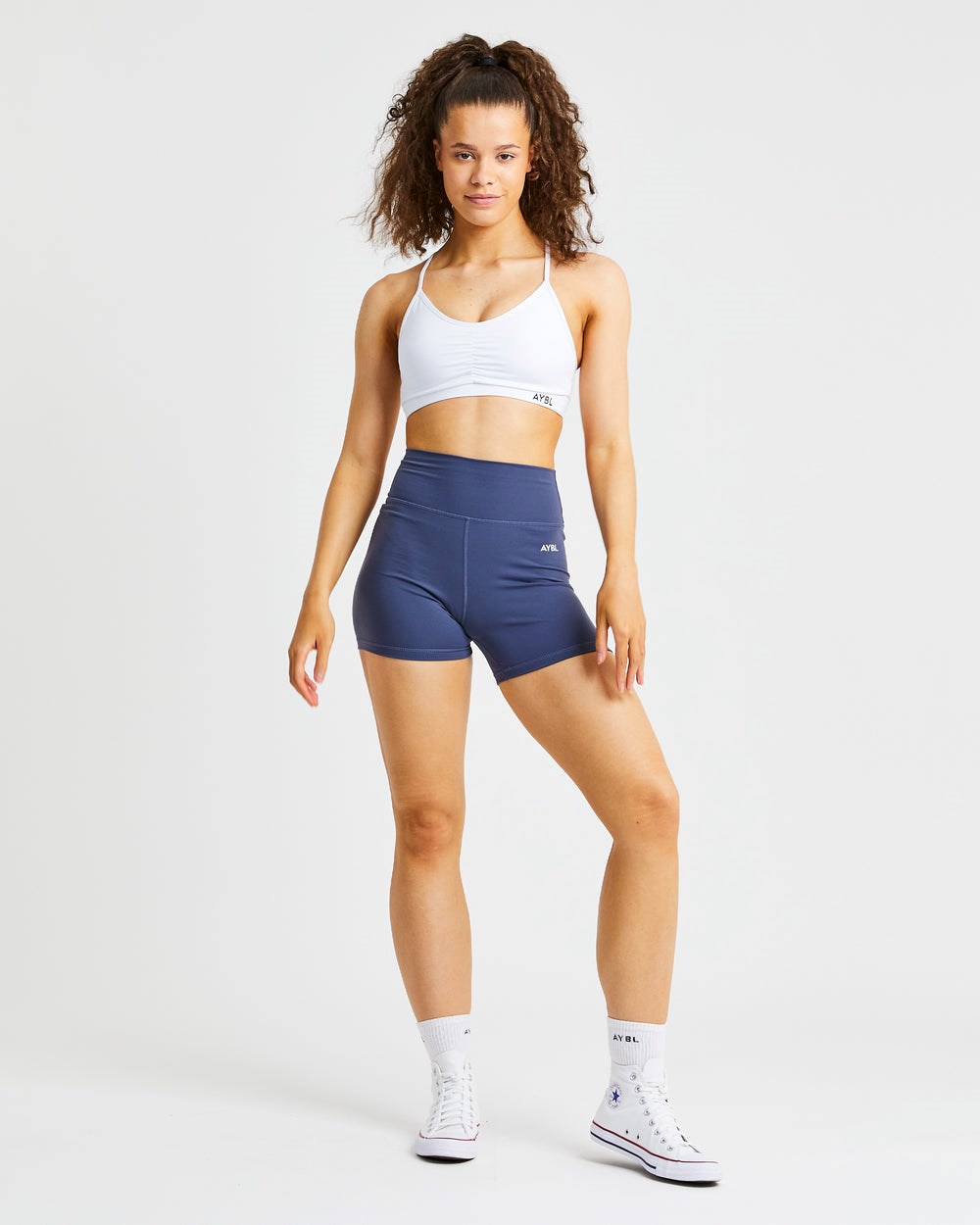 AYBL Essential Ruched Sports Bra Białe | 025738-OUV