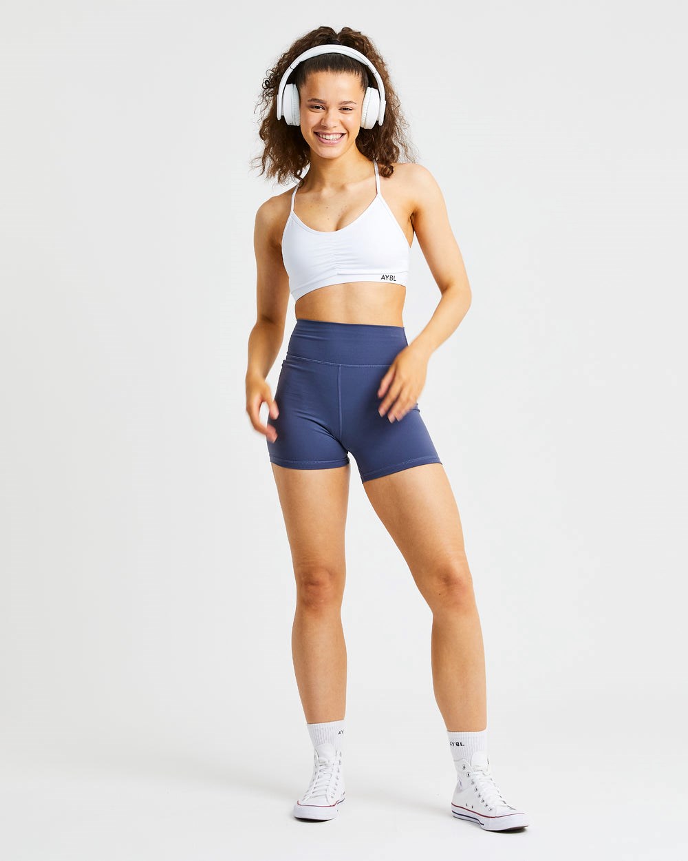 AYBL Essential Ruched Sports Bra Białe | 025738-OUV