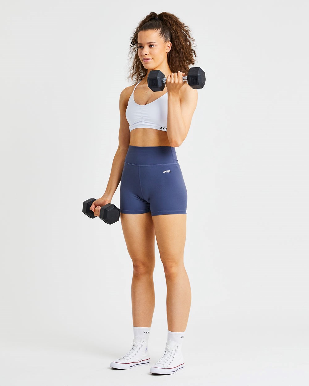 AYBL Essential Ruched Sports Bra Białe | 025738-OUV