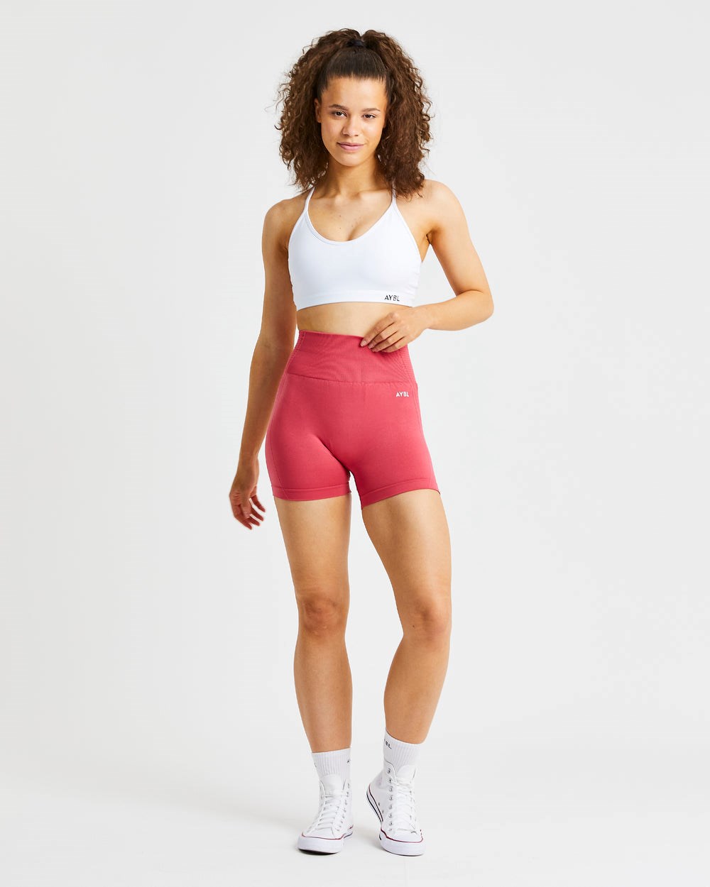 AYBL Essential V Neck Sports Bra Białe | 341960-IQT