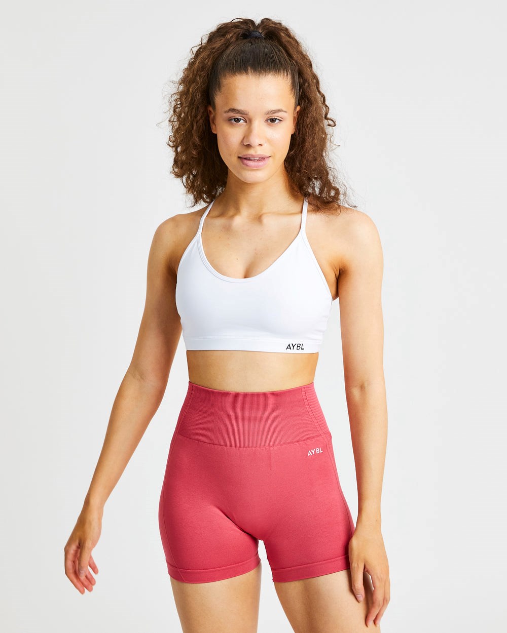 AYBL Essential V Neck Sports Bra Białe | 341960-IQT