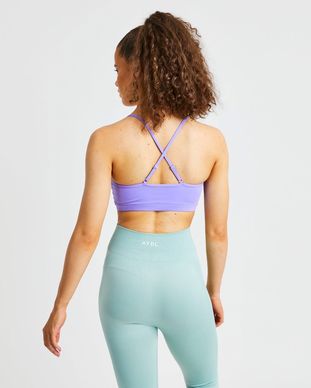 AYBL Essential V Neck Sports Bra Fioletowe | 723618-MDA