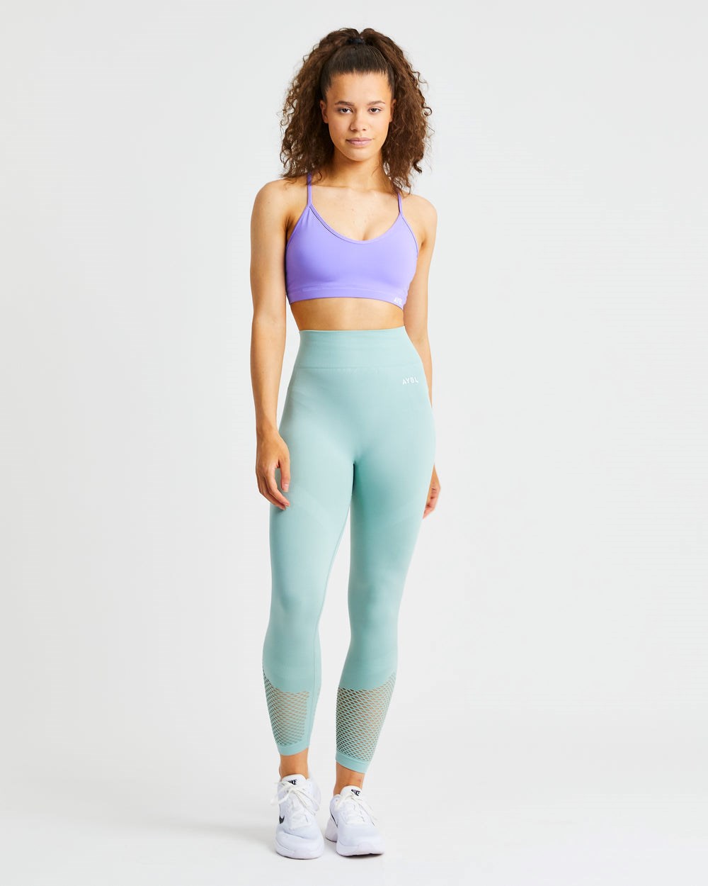 AYBL Essential V Neck Sports Bra Fioletowe | 723618-MDA