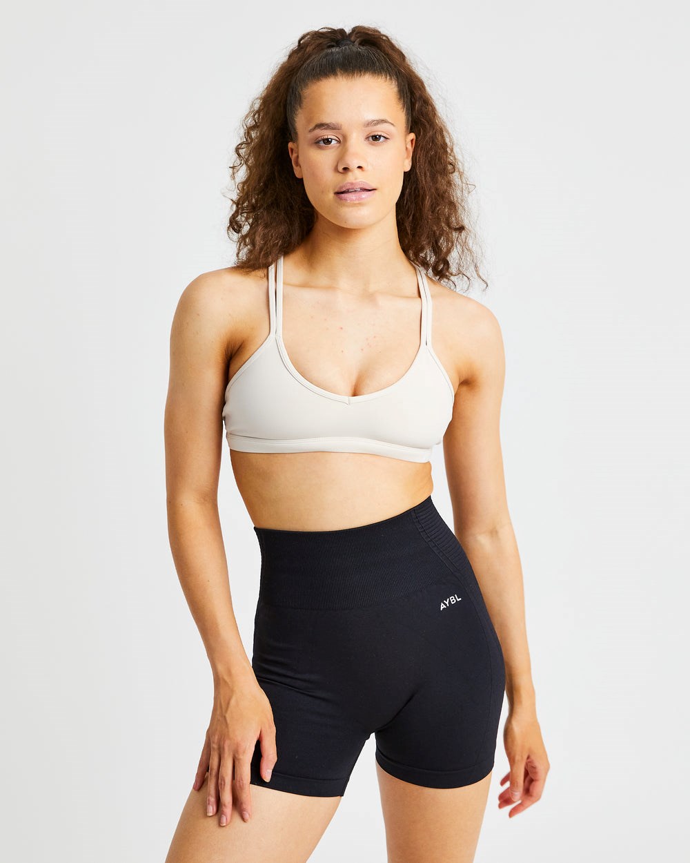 AYBL Essential Z Paskami Sports Bra Beżowe | 981452-ZSK