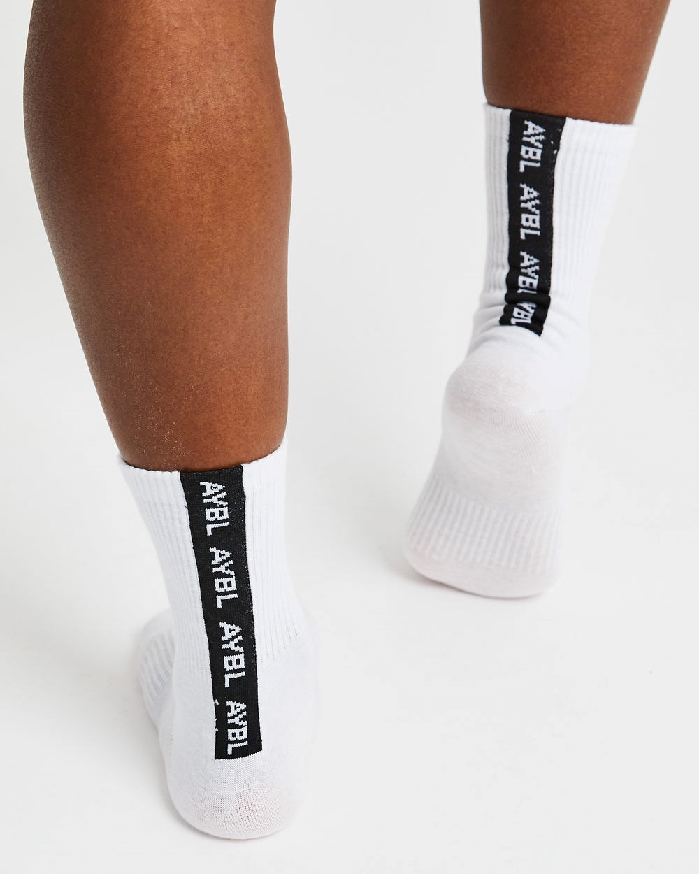 AYBL Everyday Back Stripe Crew Socks (3 Pack) Białe | 875124-LIB