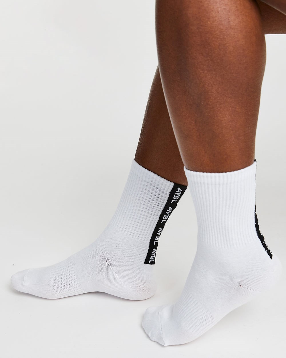 AYBL Everyday Back Stripe Crew Socks (3 Pack) Białe | 875124-LIB