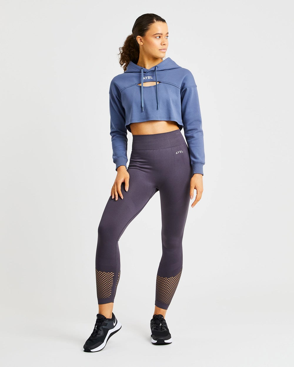 AYBL Everyday Cutout Crop Hoodie Niebieskie | 817405-WXS