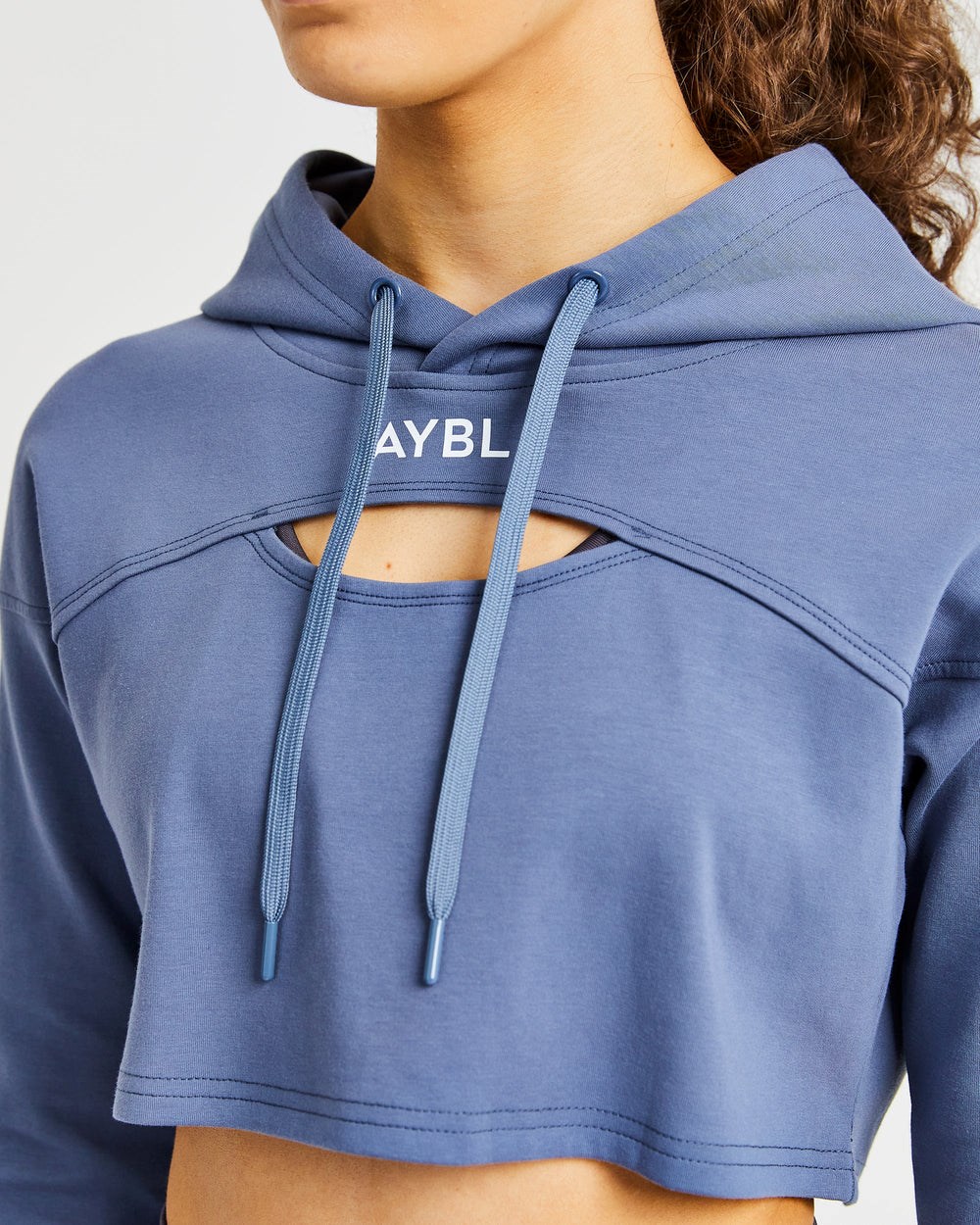 AYBL Everyday Cutout Crop Hoodie Niebieskie | 817405-WXS