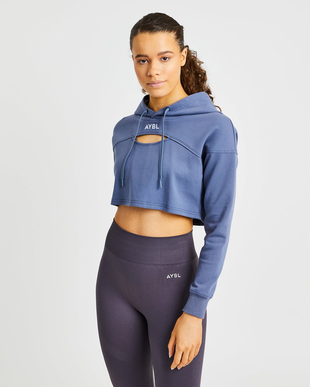 AYBL Everyday Cutout Crop Hoodie Niebieskie | 817405-WXS