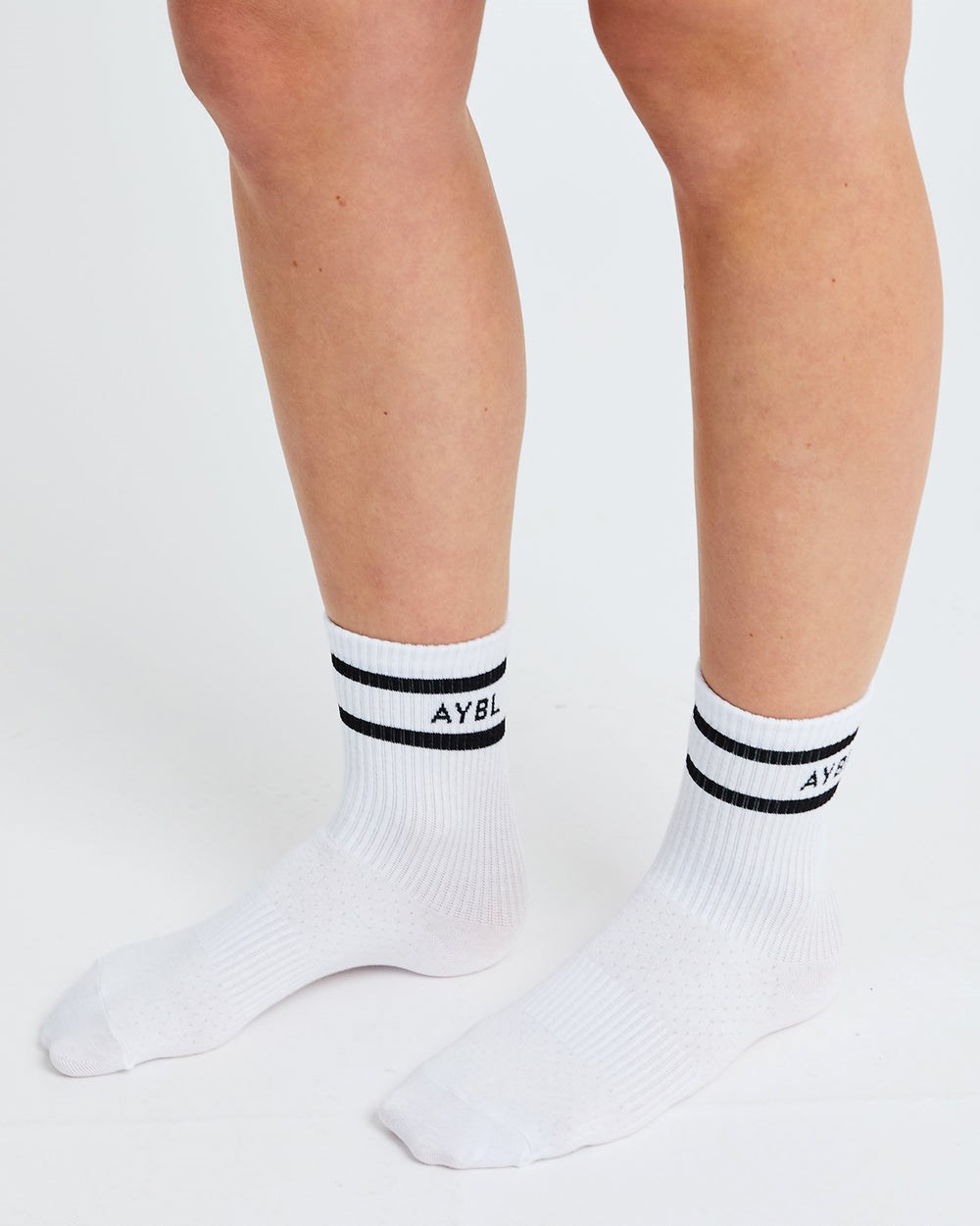 AYBL Everyday Double Stripe Crew Socks (3 Pack) Białe | 579320-BXD