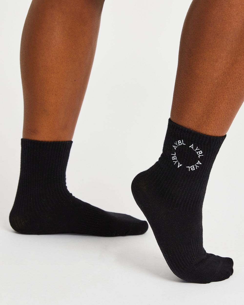 AYBL Everyday Embroidered Crew Socks (3 Pack) Czarne | 127835-CLI