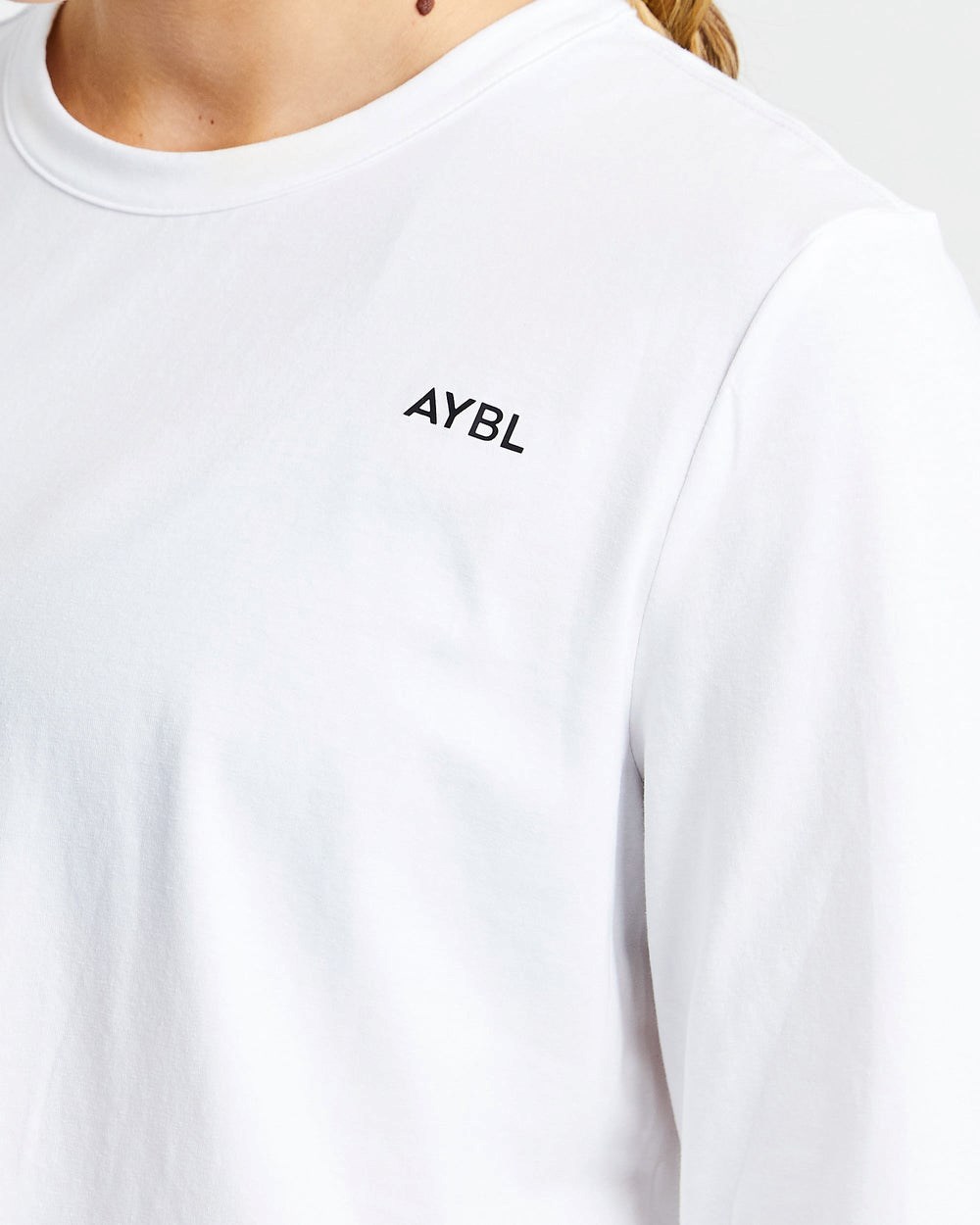 AYBL Everyday Oversized Long Sleeve T Shirt Białe | 246795-NBY