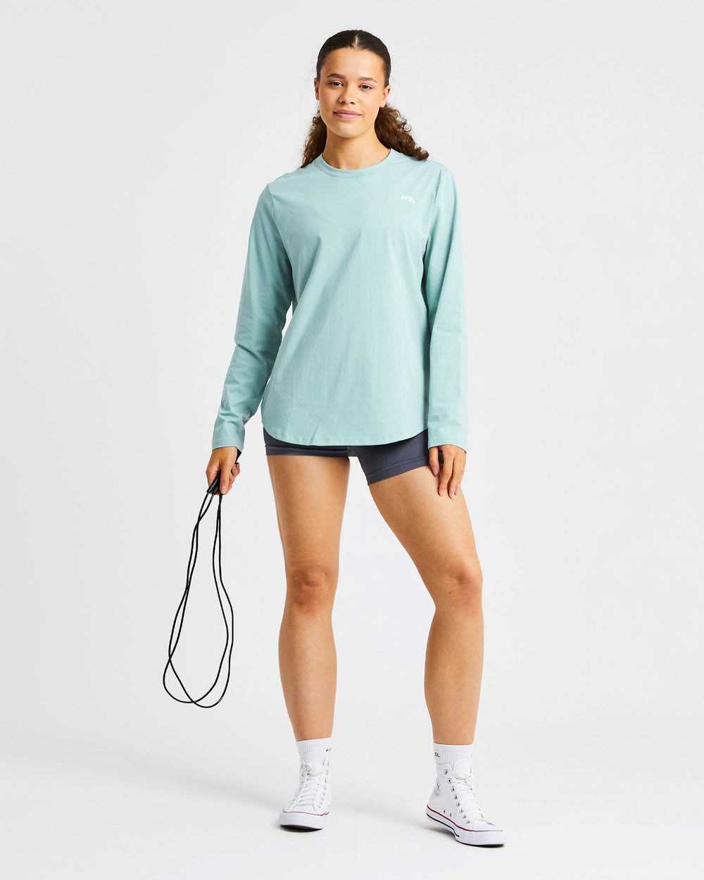 AYBL Everyday Oversized Long Sleeve T Shirt Soft Sage | 268140-UNC