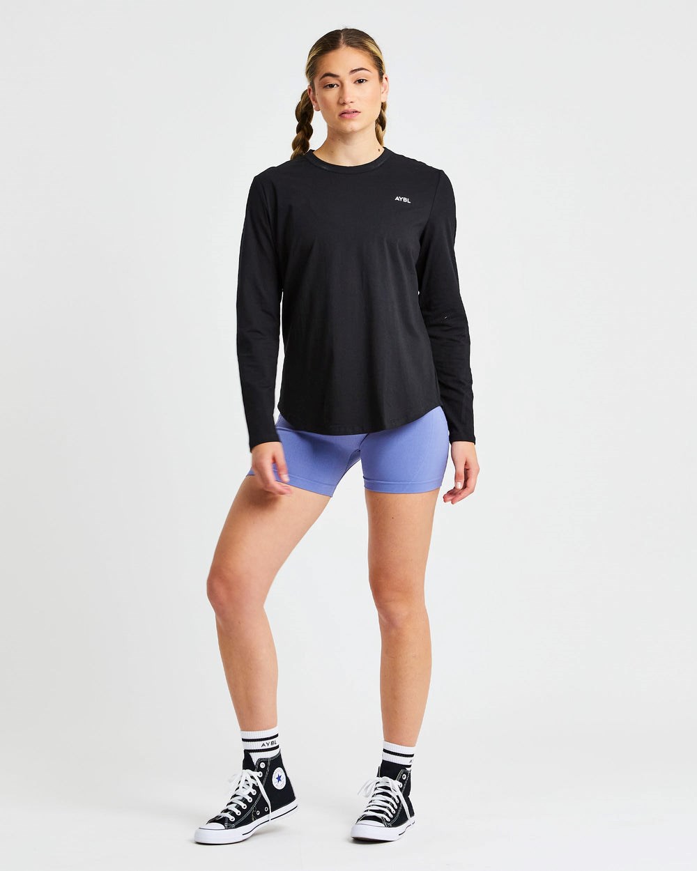 AYBL Everyday Oversized Long Sleeve T Shirt Czarne | 950738-IGS