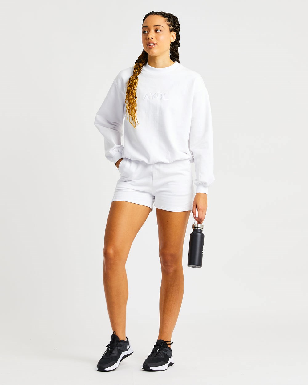 AYBL Everyday Oversized Shorts Białe | 064271-RGS