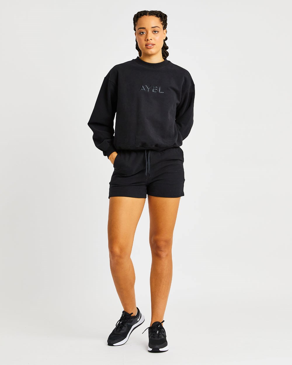 AYBL Everyday Oversized Shorts Czarne | 456902-AWY