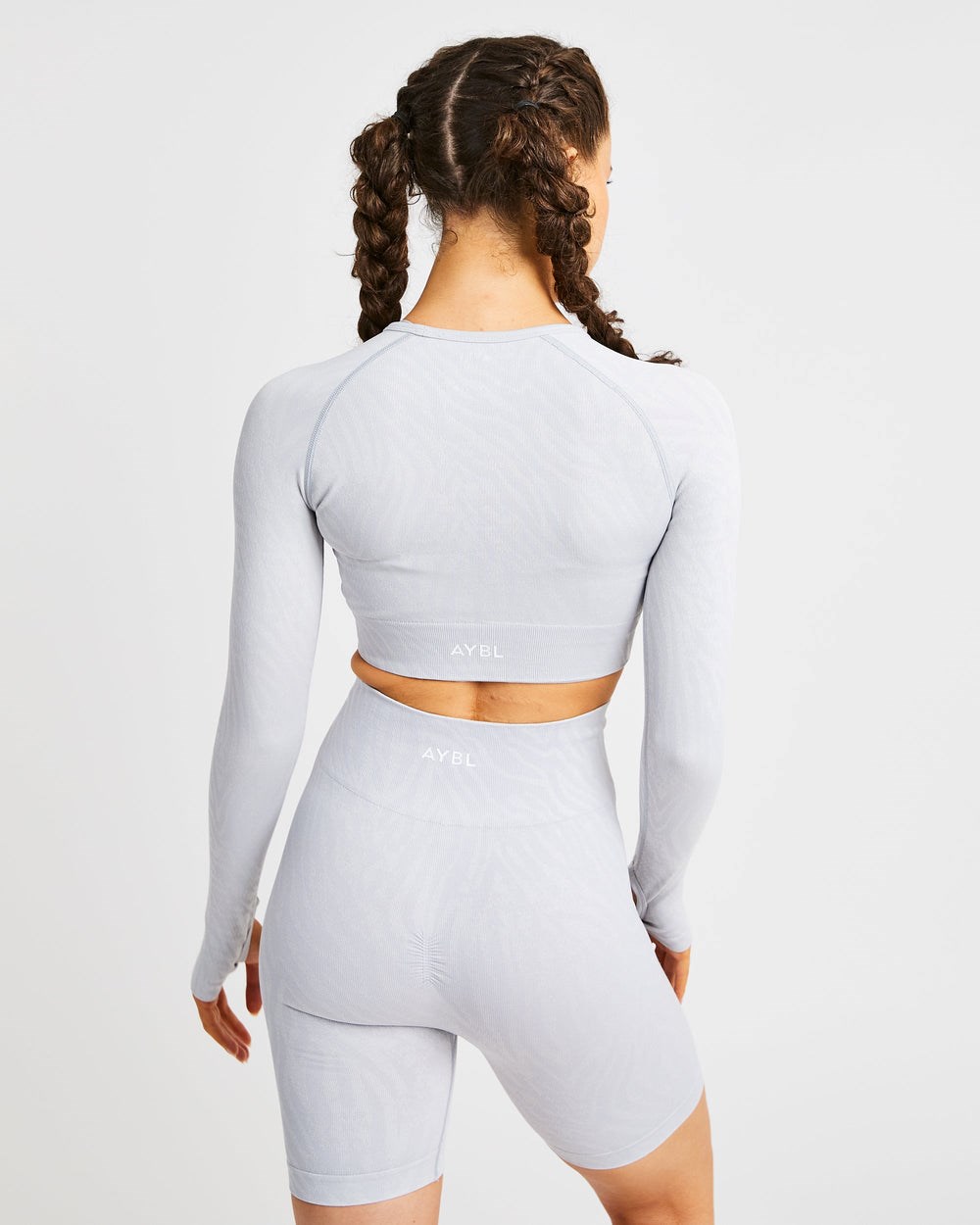 AYBL Evolve Animal Seamless Long Sleeve Crop Top Głęboka Szare | 105742-WQN