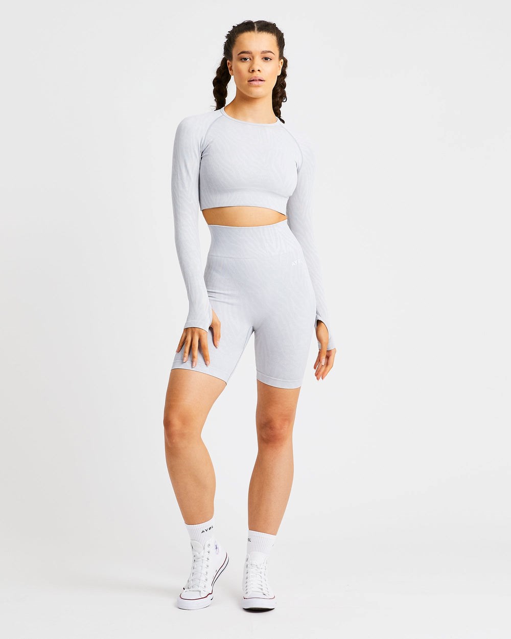 AYBL Evolve Animal Seamless Long Sleeve Crop Top Głęboka Szare | 105742-WQN