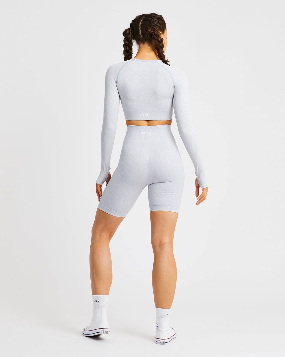 AYBL Evolve Animal Seamless Long Sleeve Crop Top Głęboka Szare | 105742-WQN