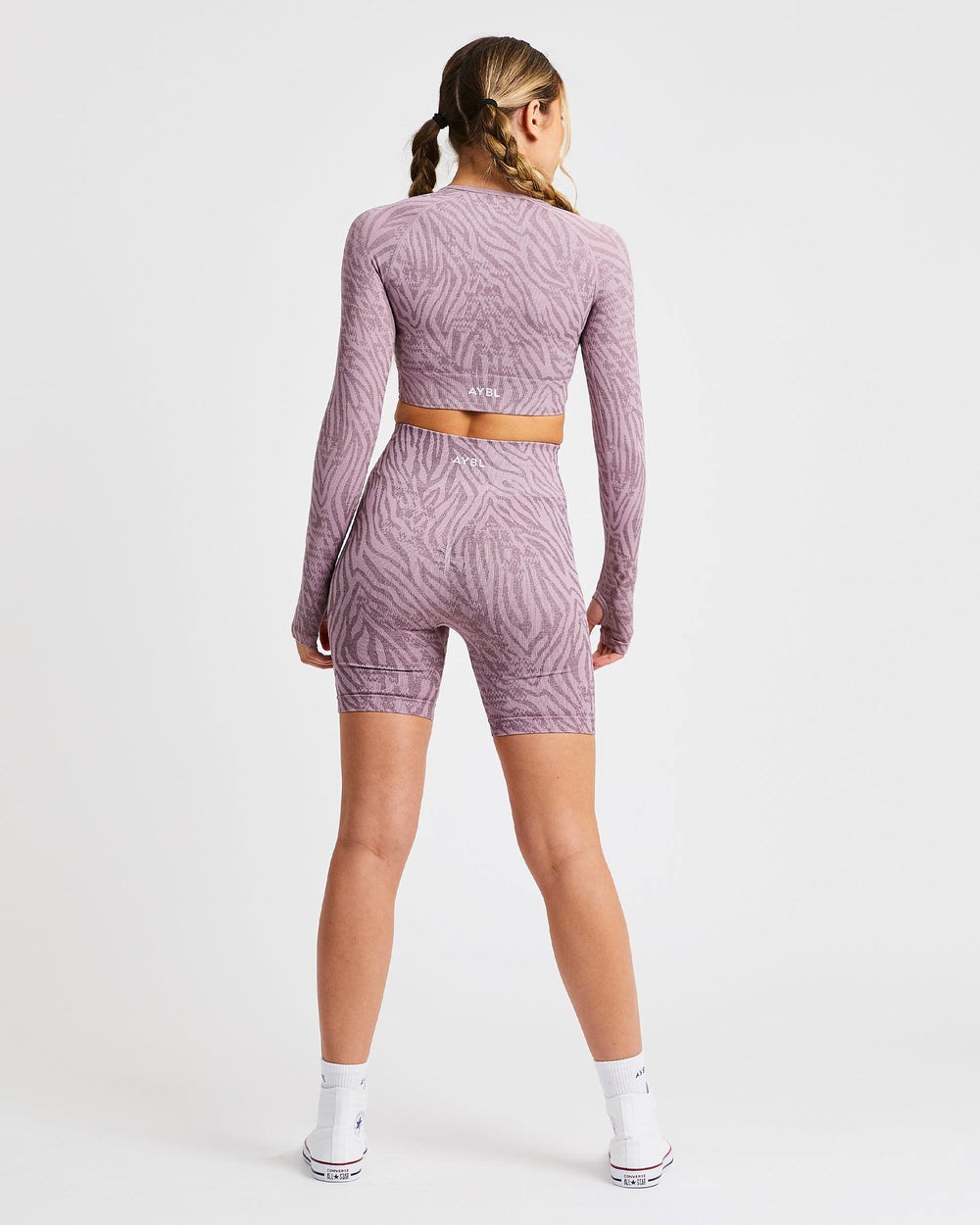 AYBL Evolve Animal Seamless Long Sleeve Crop Top Mauve Lilac | 231079-MKT