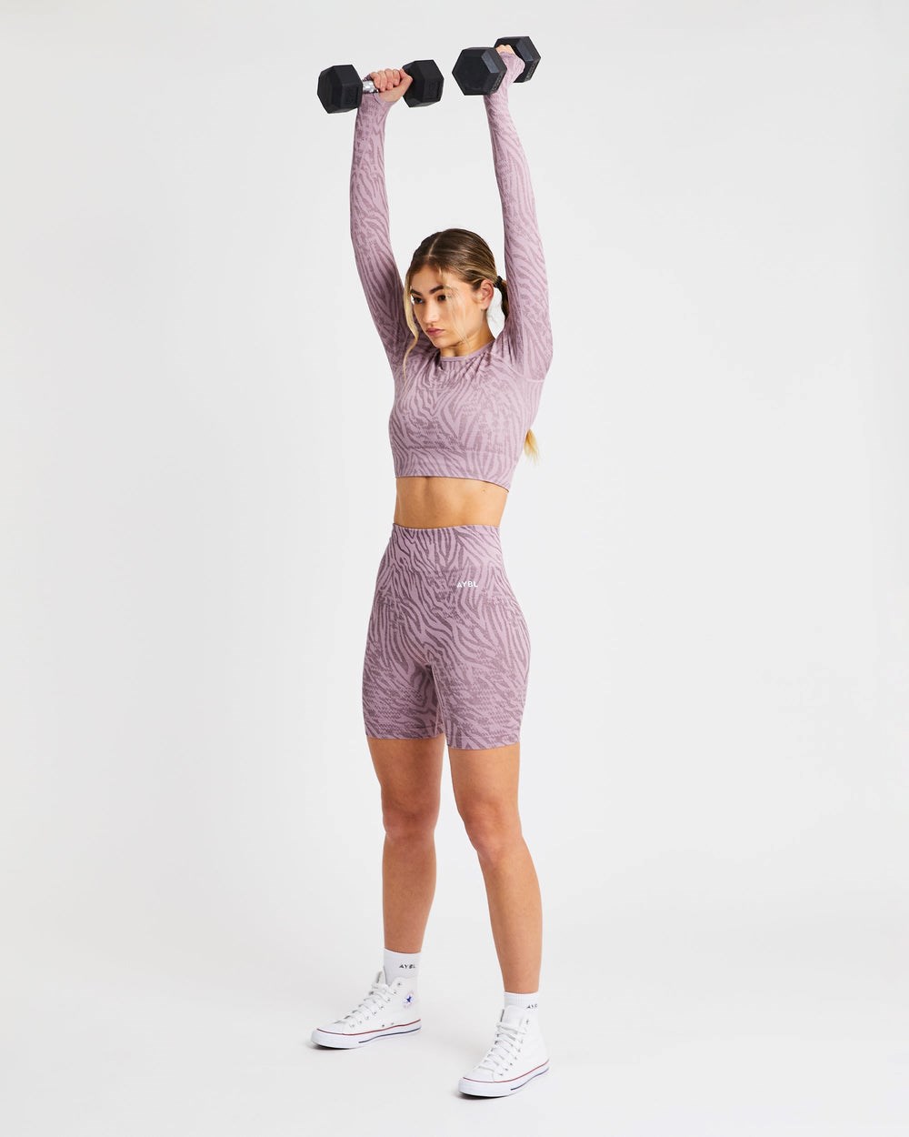 AYBL Evolve Animal Seamless Long Sleeve Crop Top Mauve Lilac | 231079-MKT