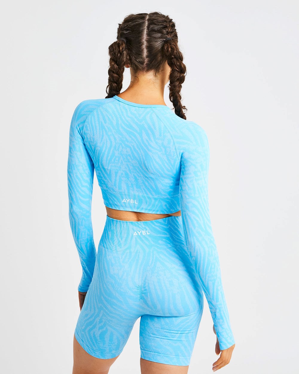 AYBL Evolve Animal Seamless Long Sleeve Crop Top Niebieskie | 257869-EZJ