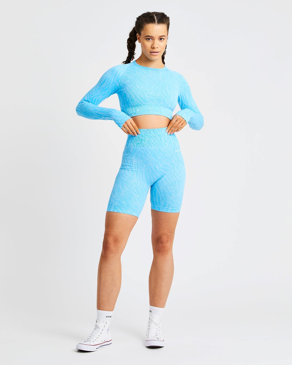 AYBL Evolve Animal Seamless Long Sleeve Crop Top Niebieskie | 257869-EZJ