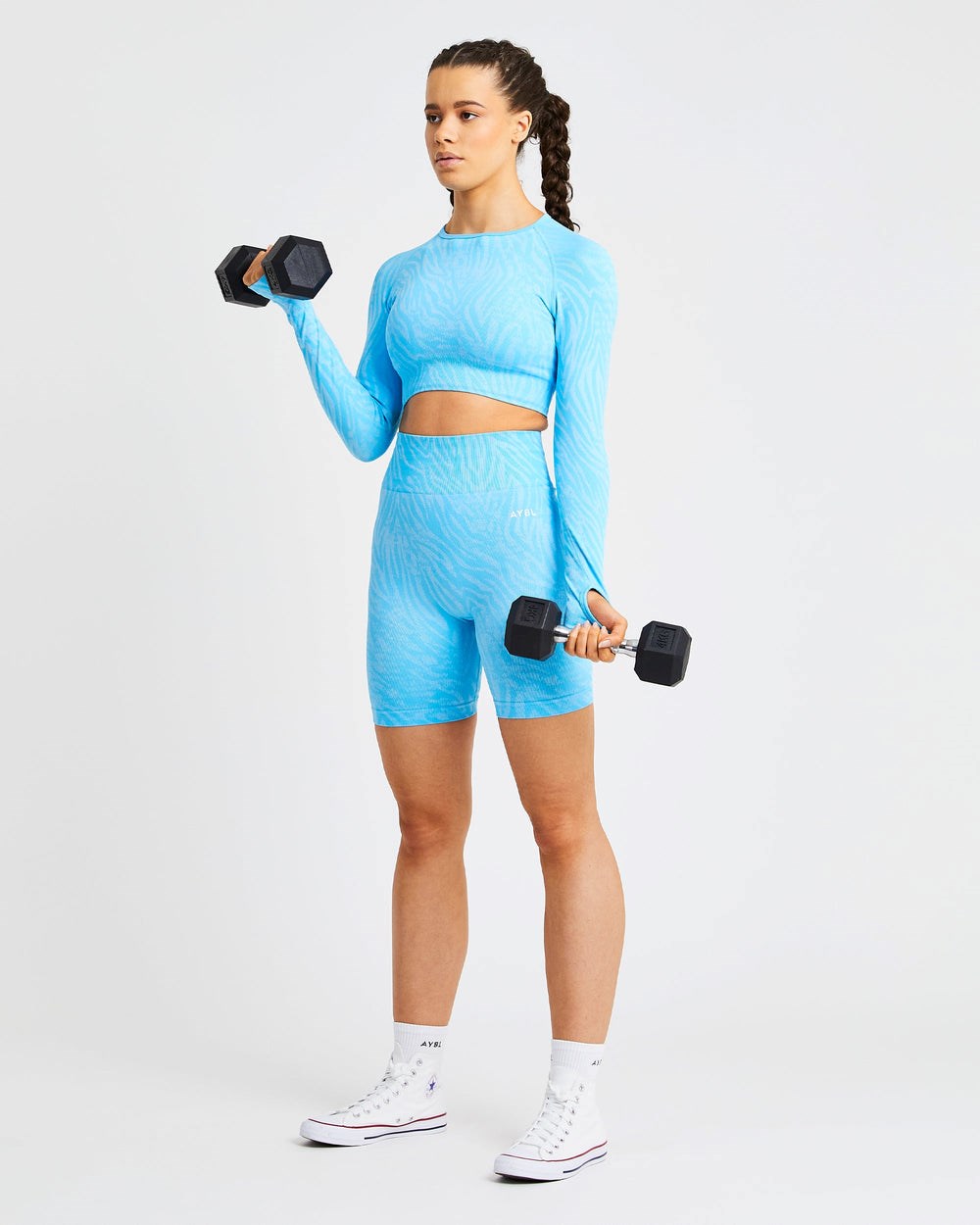 AYBL Evolve Animal Seamless Long Sleeve Crop Top Niebieskie | 257869-EZJ