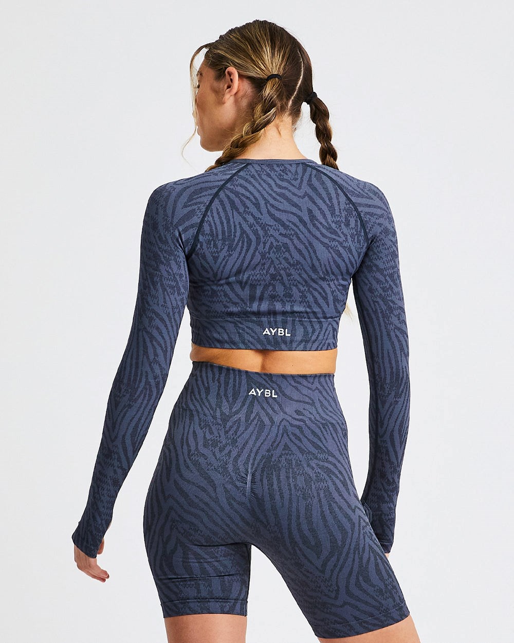 AYBL Evolve Animal Seamless Long Sleeve Crop Top Niebieskie | 509423-NTP