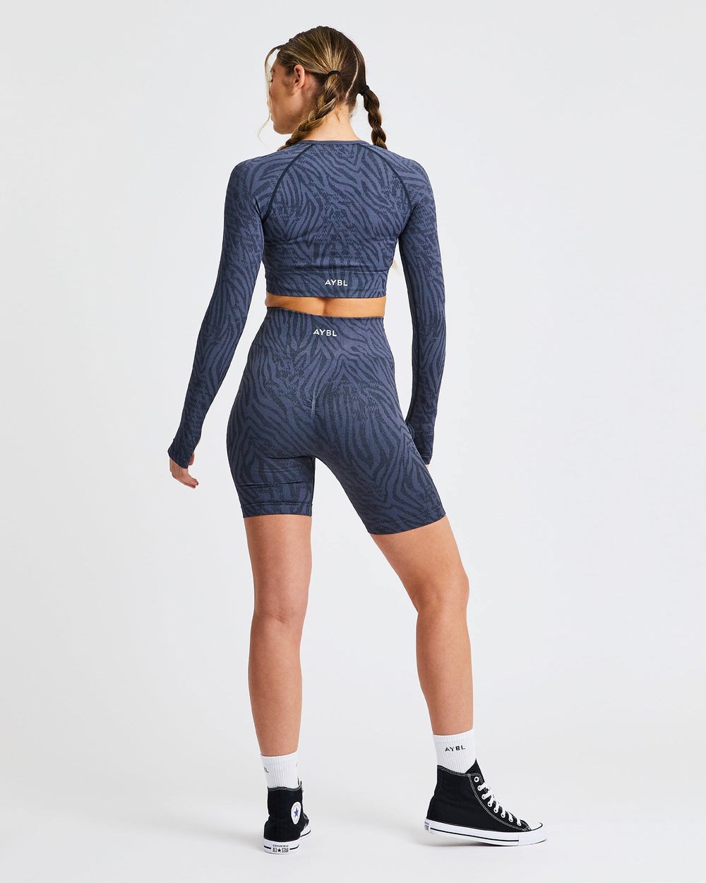 AYBL Evolve Animal Seamless Long Sleeve Crop Top Niebieskie | 509423-NTP