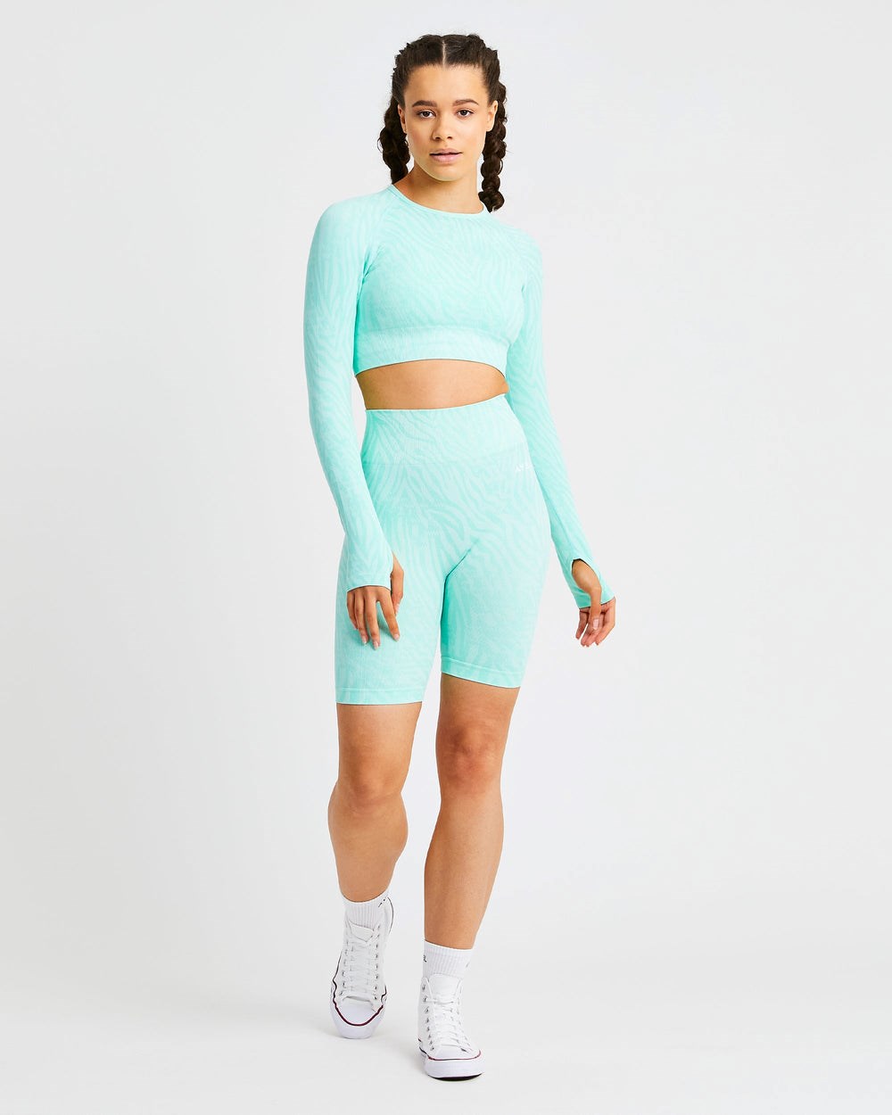 AYBL Evolve Animal Seamless Long Sleeve Crop Top Mięta Zielone | 512497-JXQ