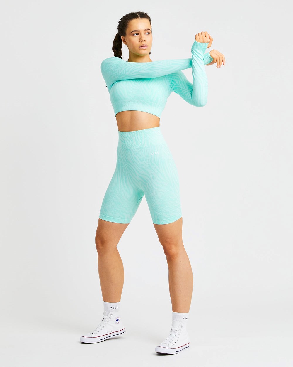 AYBL Evolve Animal Seamless Long Sleeve Crop Top Mięta Zielone | 512497-JXQ