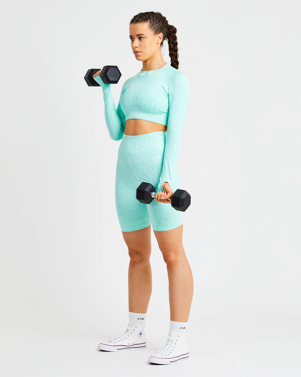 AYBL Evolve Animal Seamless Long Sleeve Crop Top Mięta Zielone | 512497-JXQ