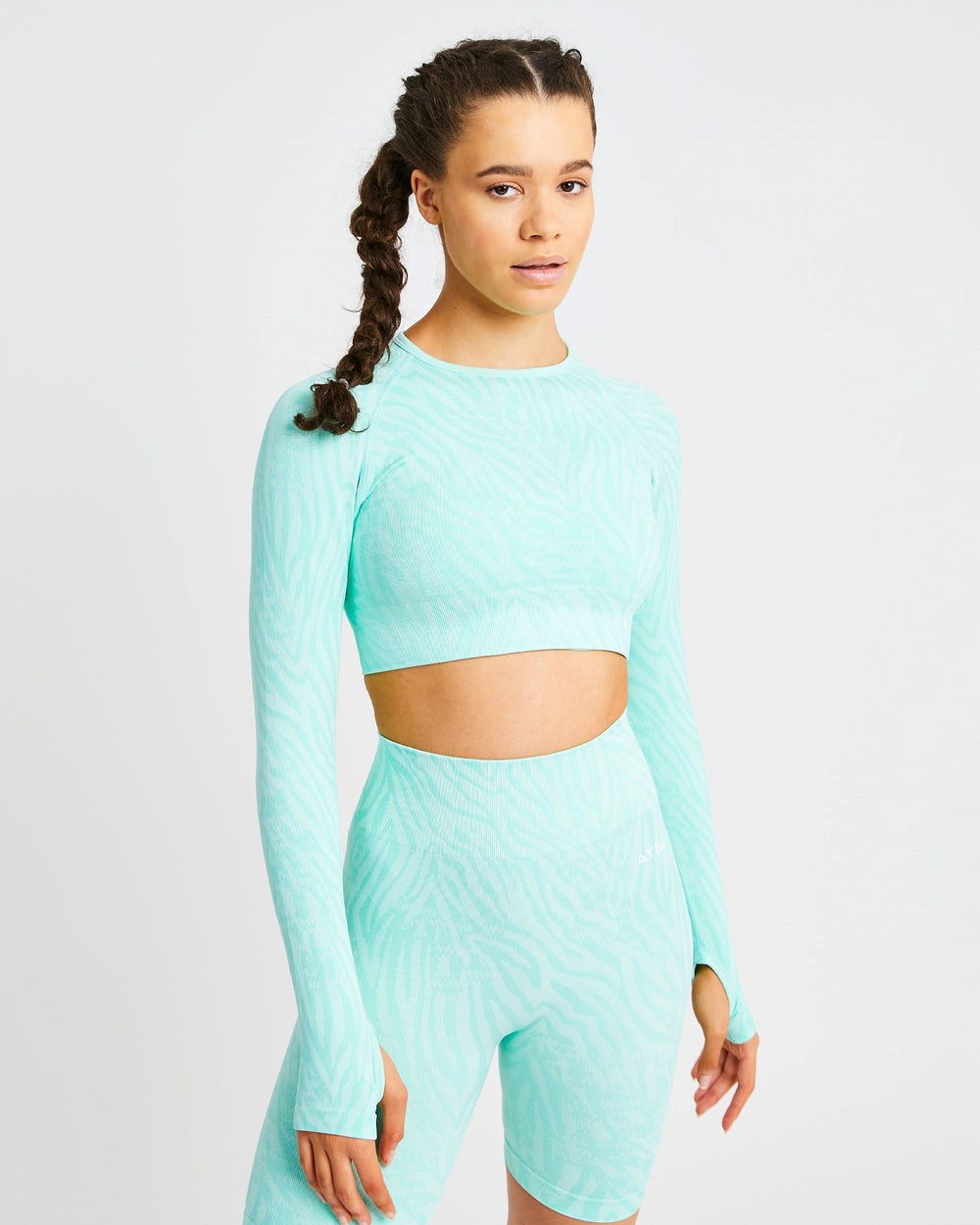 AYBL Evolve Animal Seamless Long Sleeve Crop Top Mięta Zielone | 512497-JXQ