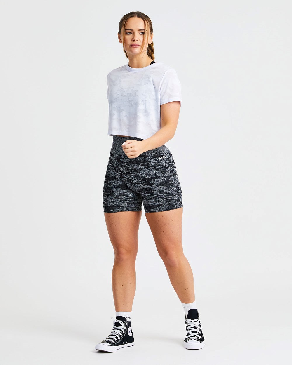 AYBL Evolve Camo Crop T Shirt Białe | 518746-JWN