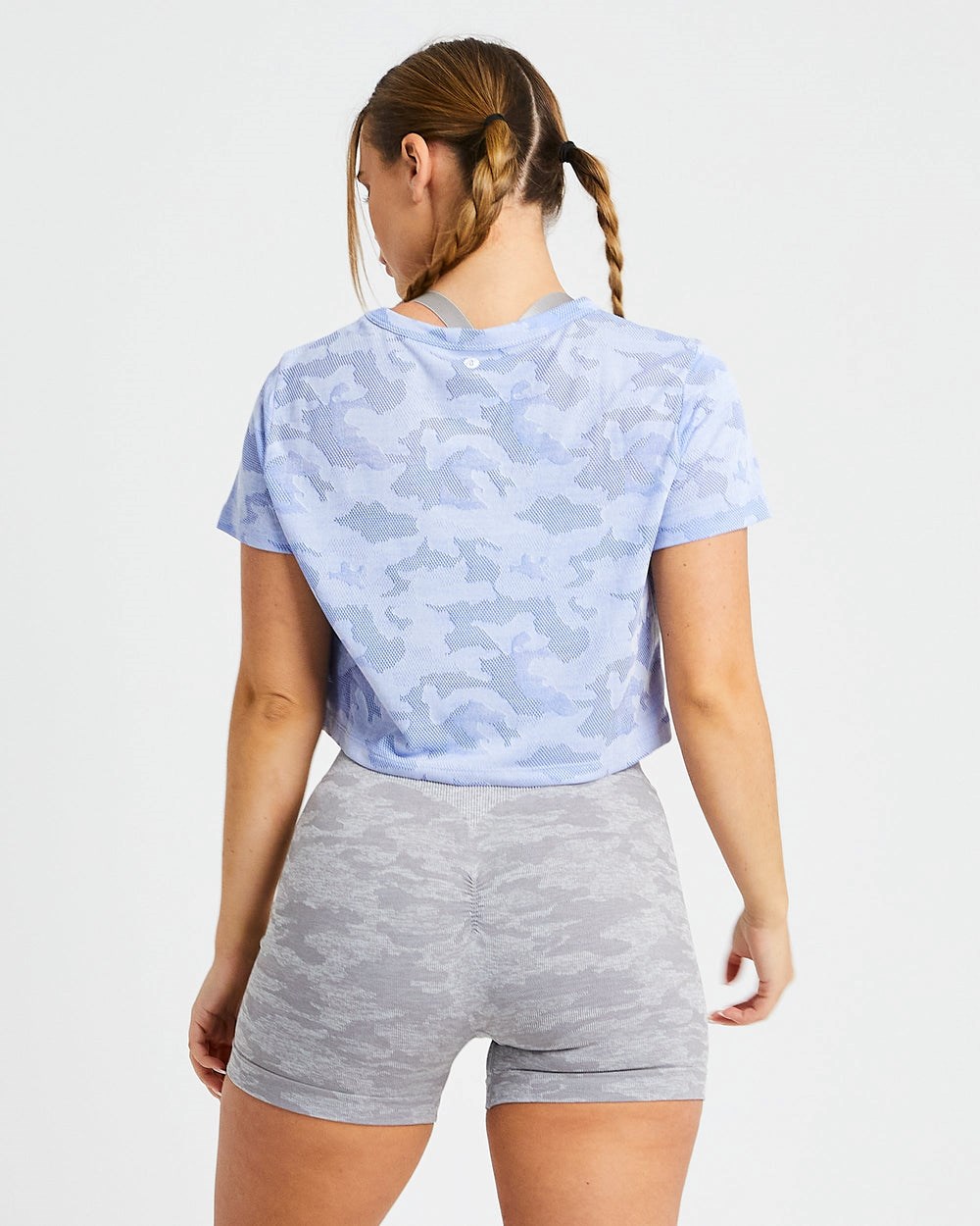 AYBL Evolve Camo Crop T Shirt Niebieskie | 187592-MIY