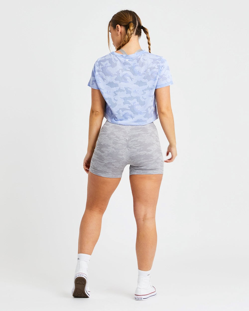 AYBL Evolve Camo Crop T Shirt Niebieskie | 187592-MIY