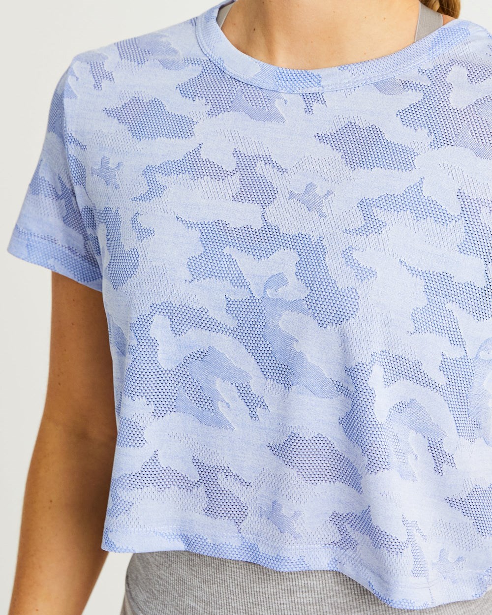 AYBL Evolve Camo Crop T Shirt Niebieskie | 187592-MIY