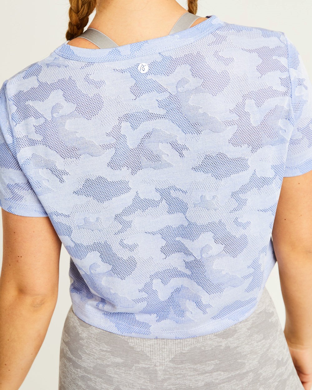 AYBL Evolve Camo Crop T Shirt Niebieskie | 239016-FCL