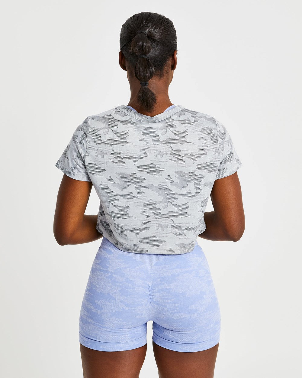 AYBL Evolve Camo Crop T Shirt Szare | 137806-ZVL