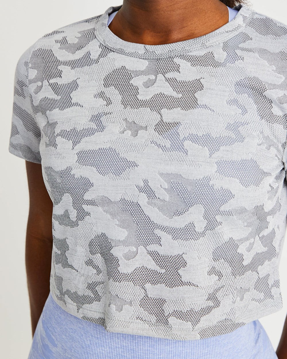 AYBL Evolve Camo Crop T Shirt Szare | 137806-ZVL