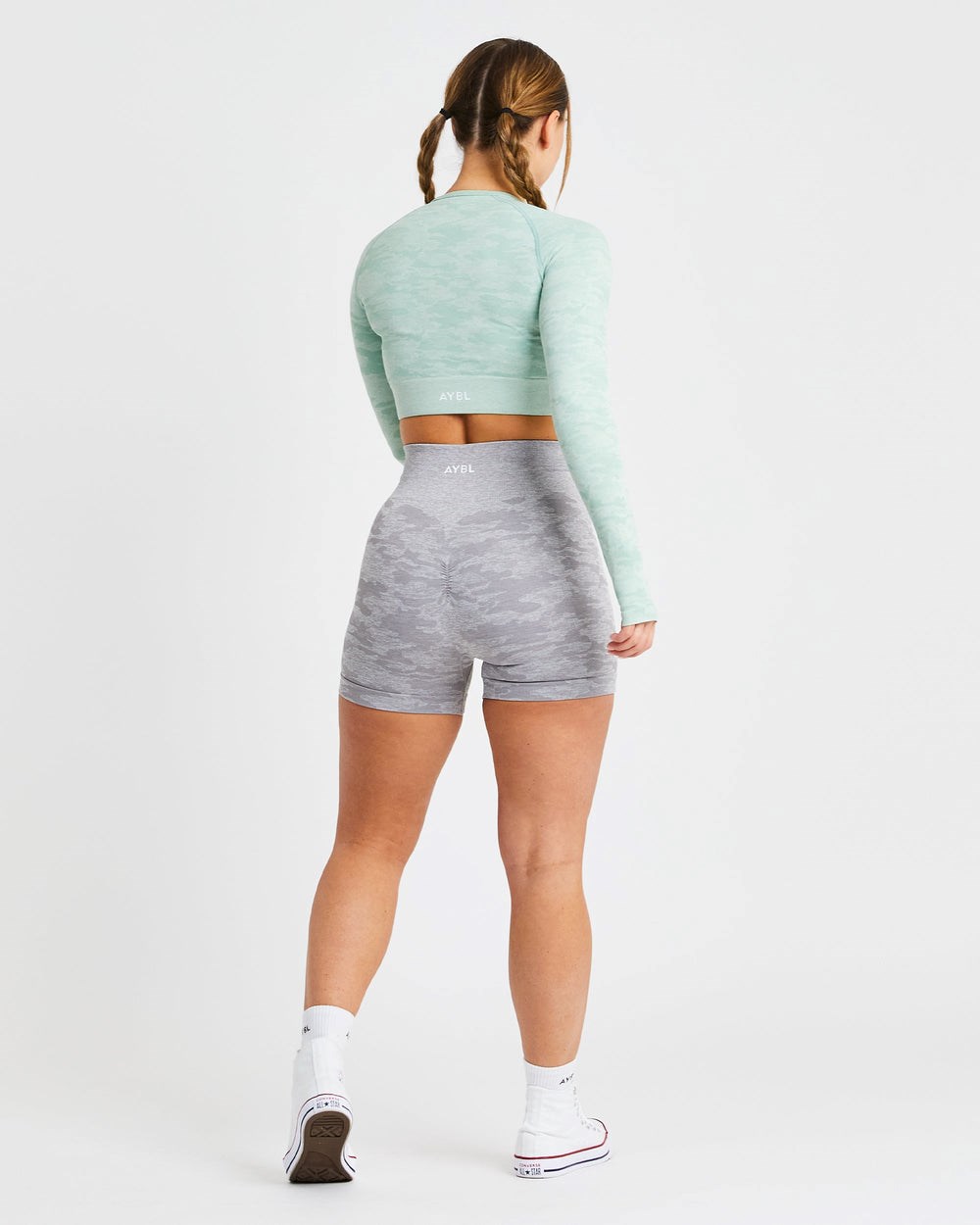 AYBL Evolve Camo Seamless Long Sleeve Crop Top Zielone | 235068-STK