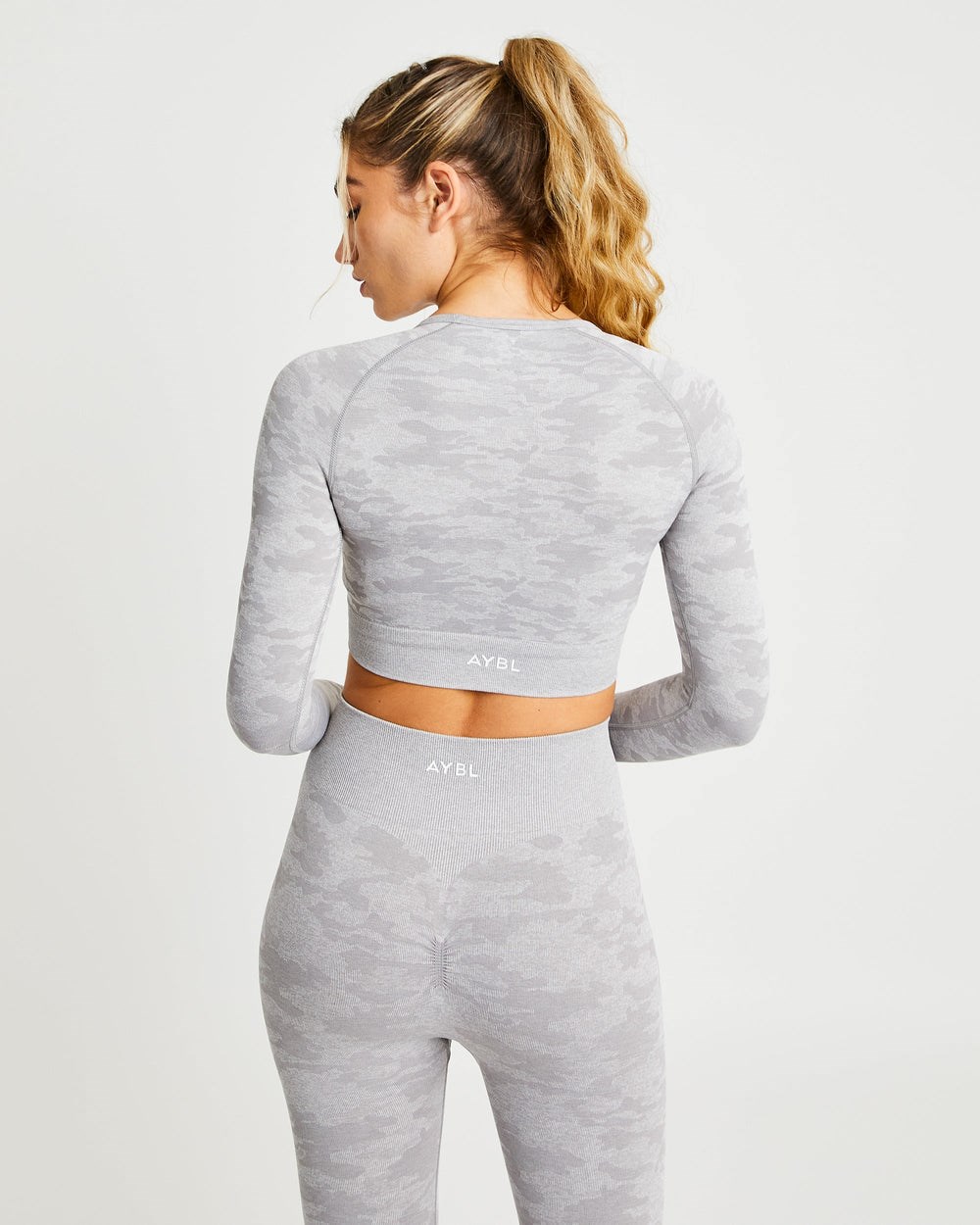 AYBL Evolve Camo Seamless Long Sleeve Crop Top Szare | 387426-MTY